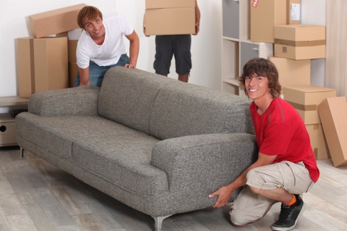 Packed boxes ready for an apartment move in Chingford