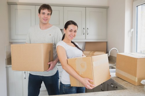 Packed furniture and personal items ready for storage in Chingford
